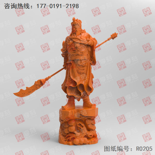立体关公舞刀电脑精雕图纸_五轴玉石雕刻机厂家