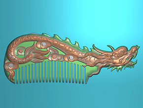 十二生肖龙梳子电脑精雕图纸_五轴玉石雕刻机厂
