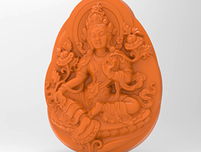 坐度母观音玉佩电脑精雕图纸_五轴玉石雕刻机厂