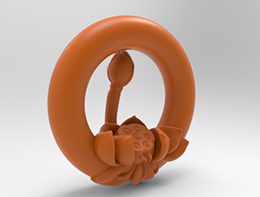 荷花镂空吊坠电脑精雕图纸_五轴玉石雕刻机厂家