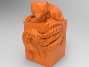 九尾狐印章电脑精雕图纸_五轴玉石雕刻机厂家