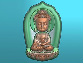 Q版八大守护神阿弥陀佛玉雕图纸_五轴雕刻机厂家