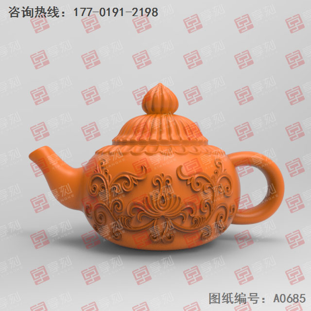 茶壶3D电脑模型精雕玉雕图纸_五轴雕刻机厂家