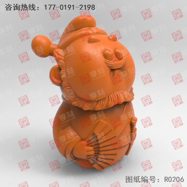 Q版钟馗电脑模型精雕图纸_五轴雕刻机厂家