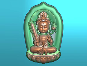 Q版八大守护神虚空藏玉雕图纸_五轴雕刻机厂家