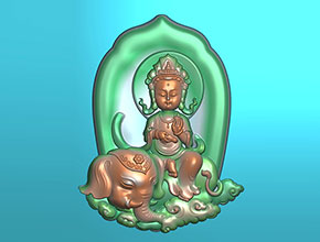 Q版八大神文殊菩萨玉雕图纸_五轴雕刻机厂家