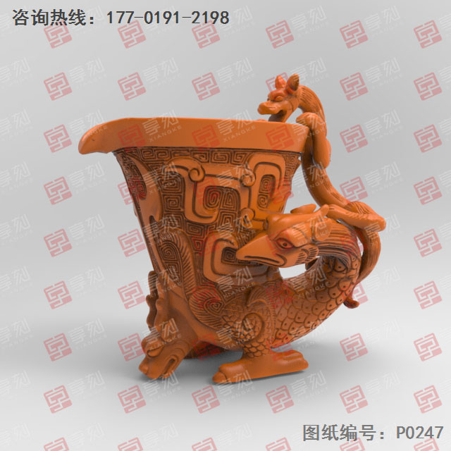 神兽酒樽电脑3d模型立体精雕图_五轴雕刻机厂家