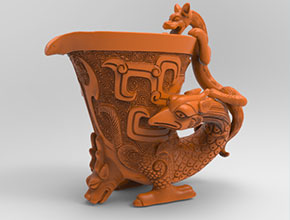 神兽酒樽电脑3d模型立体精雕图_五轴雕刻机厂家