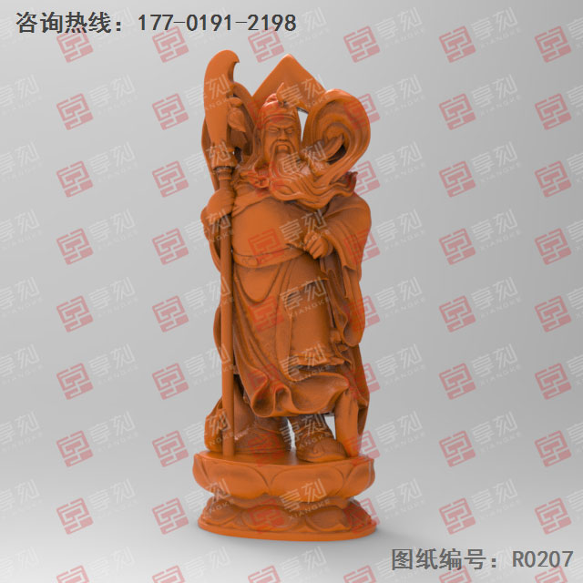 关公摆件电脑3d模型立体精雕图_五轴雕刻机厂家