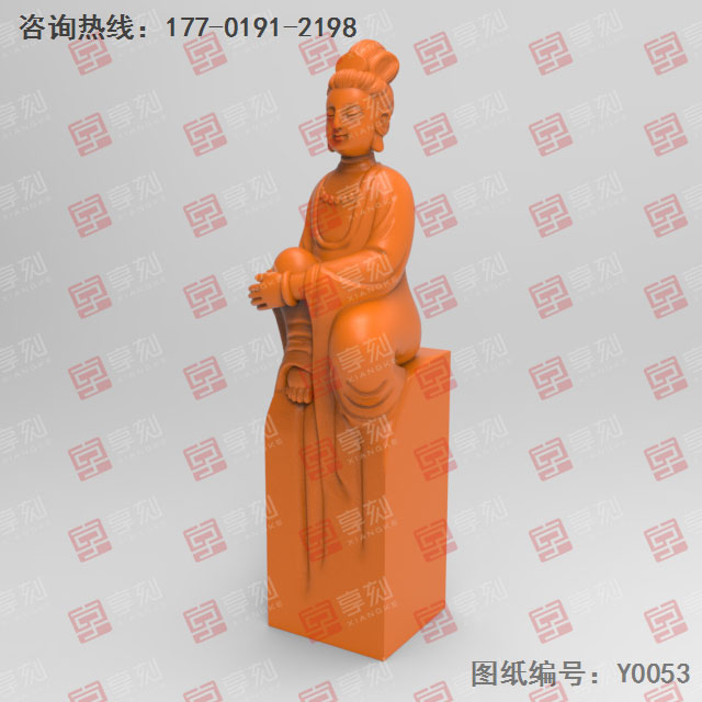 观音印章电脑3d模型立体精雕图_五轴雕刻机厂家