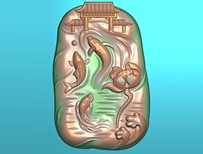 鱼跃龙门玉器电脑雕刻精雕图纸_五轴雕刻机厂家