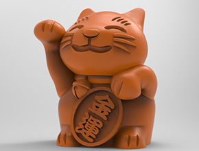 新款招财猫摆件电脑雕刻精雕图纸_五轴雕刻机厂