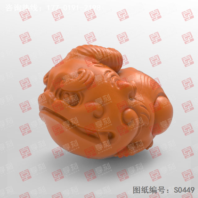 茶宠独角兽手把件精雕图纸_五轴雕刻机厂家