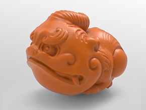 茶宠独角兽手把件精雕图纸_五轴雕刻机厂家