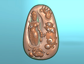 观音吊坠玉石电脑精雕图纸_五轴雕刻机厂家