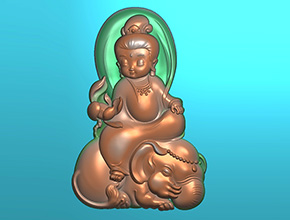 Q版普贤吊坠玉石电脑精雕图纸_五轴雕刻机厂家