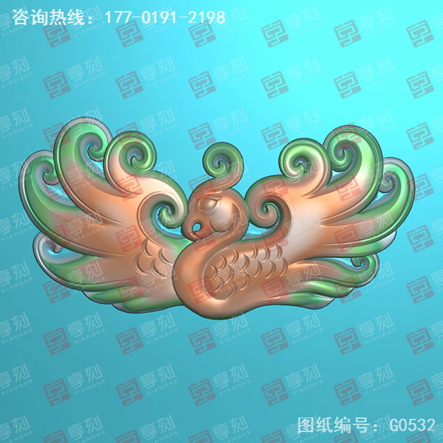 凤凰吊坠首饰吊坠电脑精雕图纸_五轴雕刻机厂家