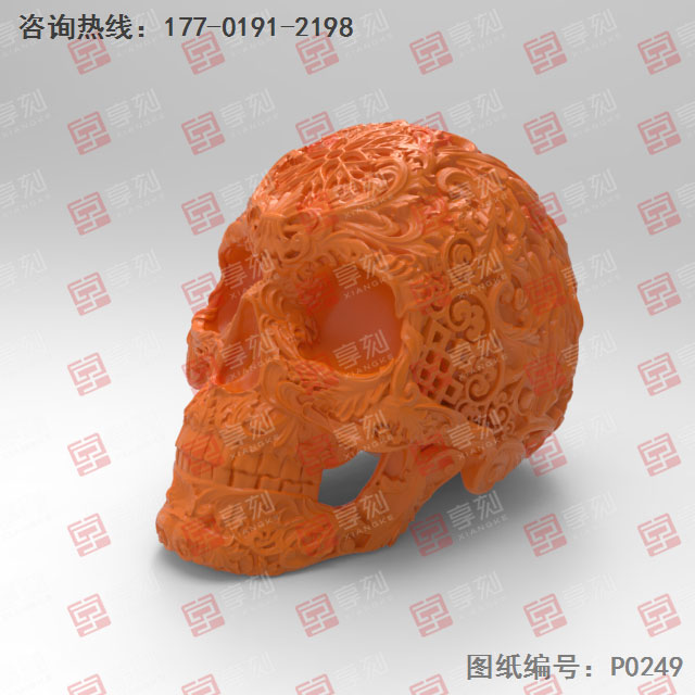 骷髅头工艺品饰品电脑精雕图纸_五轴雕刻机厂家
