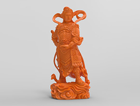 韦陀神像立体五轴雕刻模型图_五轴雕刻机厂家