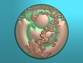 花鸟喜鹊玉石吊坠精雕图纸_五轴雕刻机厂家