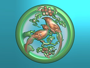 花鸟画眉鸟玉石吊坠精雕图纸_五轴雕刻机厂家