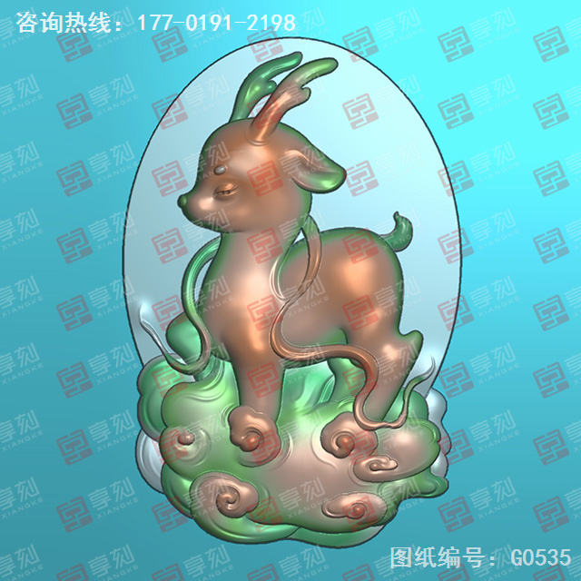 仙鹿吊坠吊坠精雕图纸_五轴雕刻机厂家