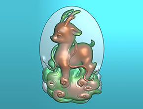 仙鹿吊坠吊坠精雕图纸_五轴雕刻机厂家