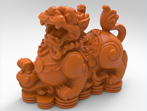 招财貔貅玉石摆件精雕图纸_五轴雕刻机厂家