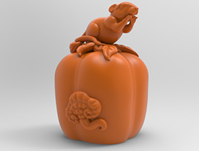 老鼠南瓜摆件精雕图纸_五轴雕刻机厂家