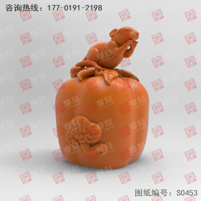 老鼠南瓜摆件精雕图纸_五轴雕刻机厂家