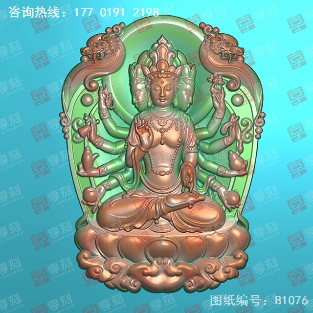千手观音玉石精雕电脑图纸_五轴雕刻机厂家