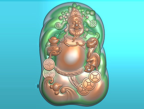 财神牌子玉石精雕电脑图纸_五轴雕刻机厂家