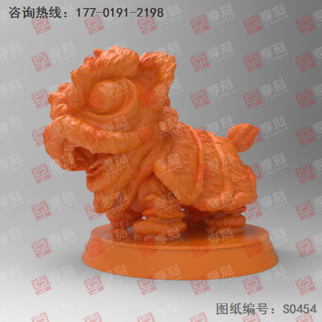 醒狮摆件玉石精雕电脑图纸_五轴雕刻机厂家