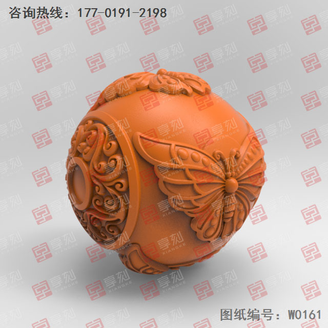 蝴蝶珠子玉石精雕电脑图纸_五轴雕刻机厂家