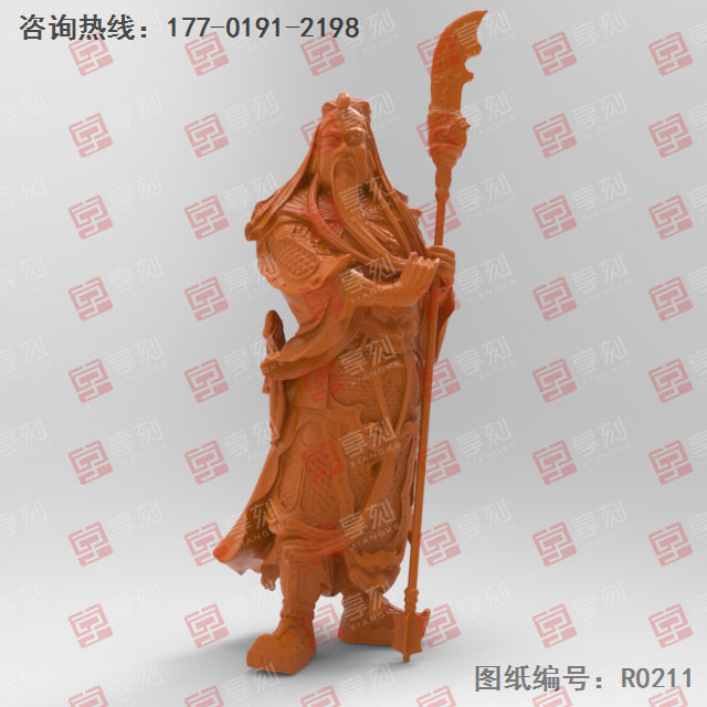 关羽摆件3D模型精雕图_五轴雕刻机厂家