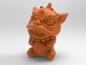 Q版醒狮摆件3D模型精雕图_五轴雕刻机厂家