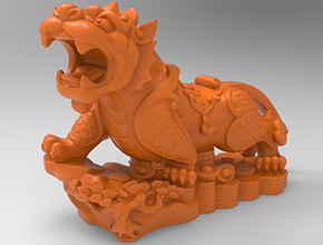 招财貔貅摆件3D模型精雕图_五轴雕刻机厂