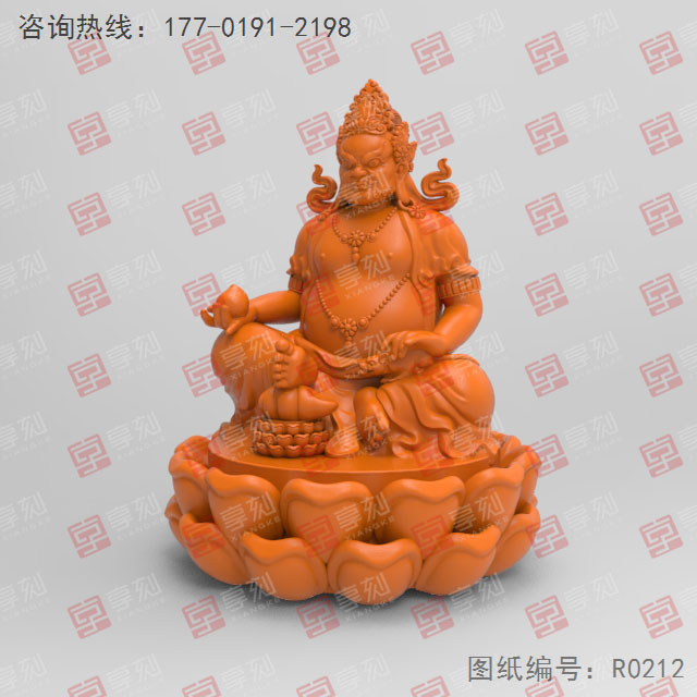 黄财神摆件精雕机模型图_五轴雕刻机厂家