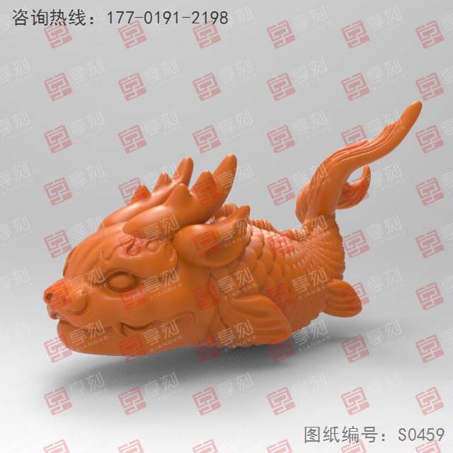 龙鱼摆件精雕机模型图_五轴雕刻机厂家