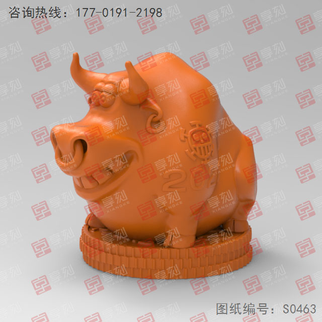 卡通牛摆件3d电脑精雕机图纸_五轴雕刻机厂家