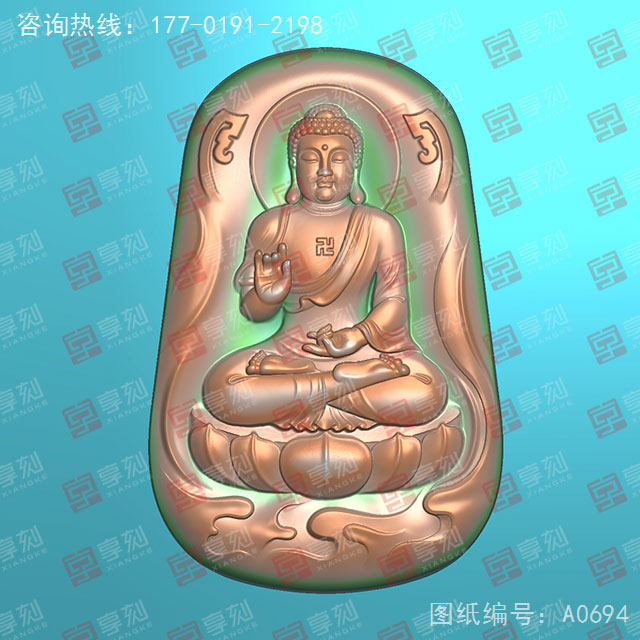 佛祖吊坠玉石精雕电脑图纸_五轴雕刻机厂家