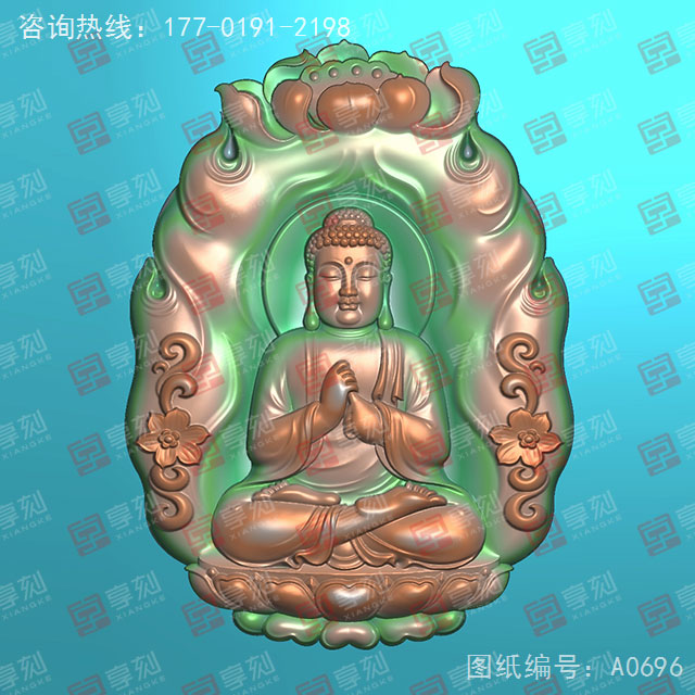 阿弥陀佛吊坠玉石精雕电脑图纸_五轴雕刻机厂家
