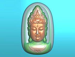 玉石观音头吊坠电脑精雕图纸_五轴雕刻机厂家