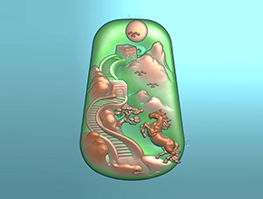 翡翠山水牌玉石电脑精雕图纸_五轴雕刻机厂家