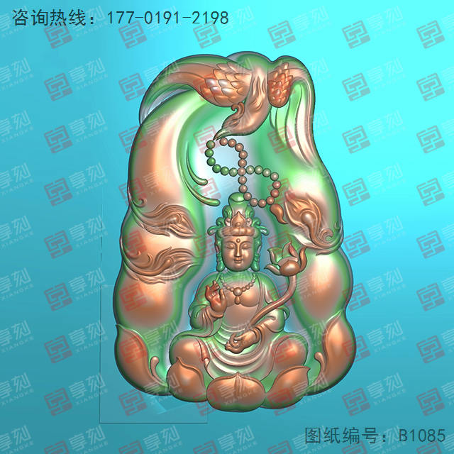 凤凰观音玉雕电脑精雕图纸_五轴雕刻机厂家