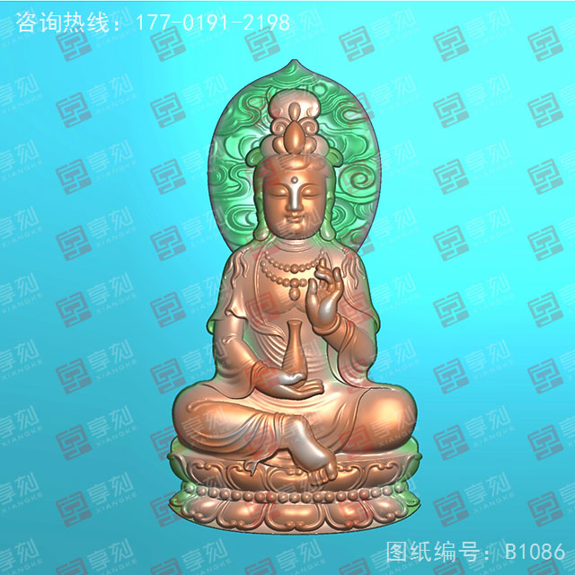 玉石观音吊坠电脑精雕图纸_五轴雕刻机厂家