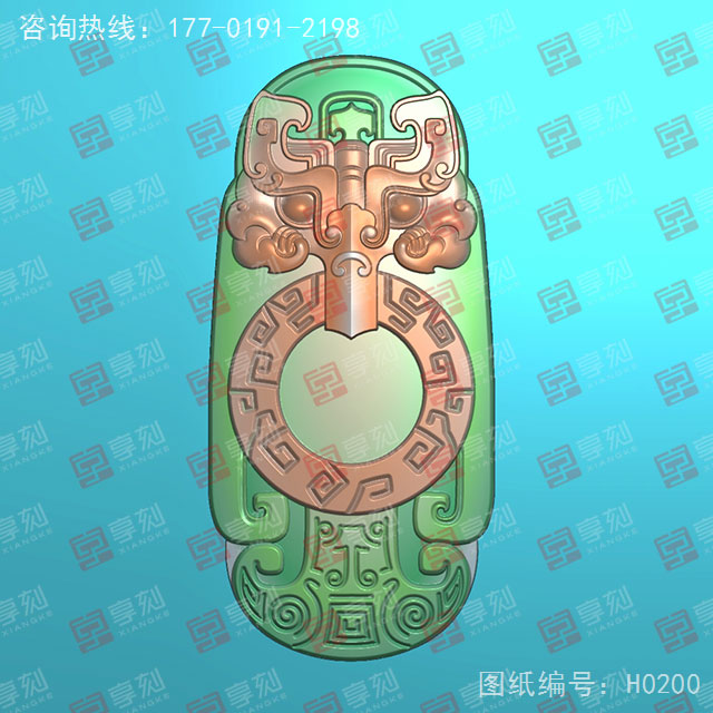 仿古兽吊坠玉石电脑精雕图纸_五轴雕刻机厂家