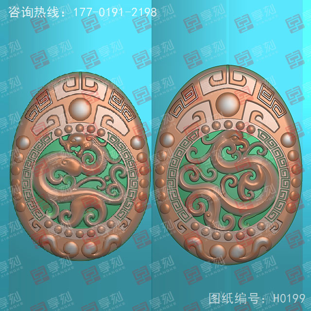 仿古龙凤吊坠玉石电脑精雕图_五轴雕刻机厂家