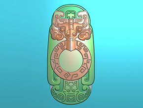 仿古兽吊坠玉石电脑精雕图纸_五轴雕刻机厂家