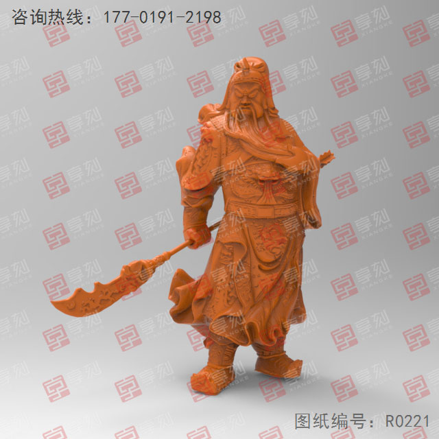 关羽立体摆件电脑3d精雕图纸_五轴雕刻机厂家